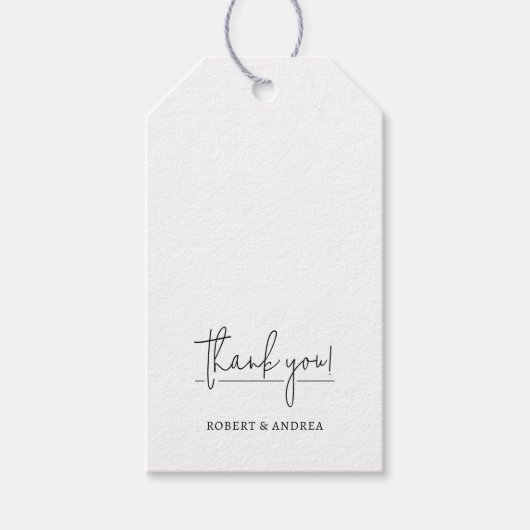 Moderne witte bruiloft gunst cadeaulabel (Voorkant)
