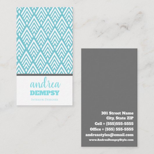 Moderne witte deco-pijlen visitekaartje (Voorkant / Achterkant)