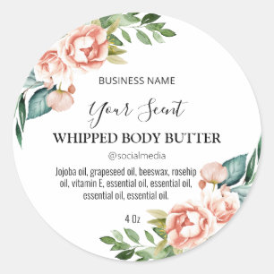 Moderne Witte Delicate Bloemen Lichaam Boter Label