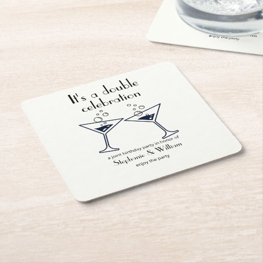 Moderne Witte Dubbele Viering Gemeenschappelijke V Vierkante Kartonnen Onderzetter (Schuin)