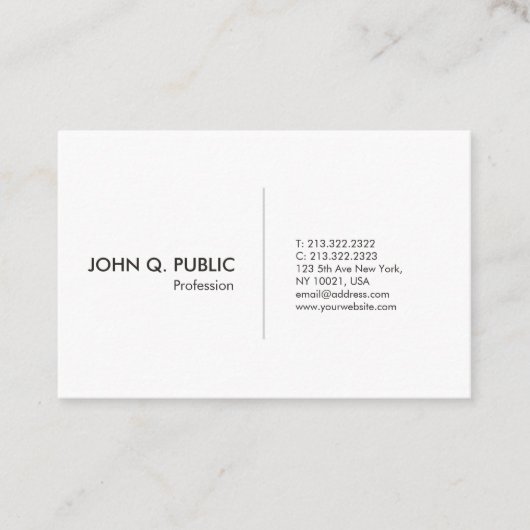 Moderne witte, eenvoudige elegant visitekaartje (Voorkant)