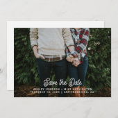 Moderne witte eenvoudige script typografie bruilof save the date (Voorkant / Achterkant)