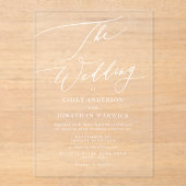 Moderne witte elegante bruiloft acryl uitnodigingen (Voorkant)