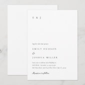 Moderne witte elegante bruiloft kaart (Voorkant / Achterkant)