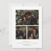 Moderne witte elegante bruiloft met foto save the date (Achterkant)
