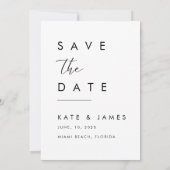 Moderne Witte Elegante Foto Huwelijk Save The Date (Achterkant)