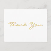 Moderne witte elegante nepgouden script bedankje briefkaart (Voorkant)