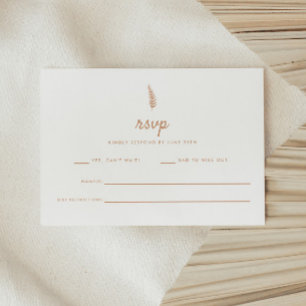 Moderne witte en beige blad bruiloft RSVP kaartje