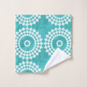 Moderne Witte en Blauwe Mandala Bad Handdoek (Wasdoekje)