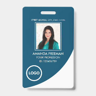 Moderne witte en blauwe professionele gezondheidsz badge