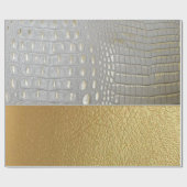 Moderne witte en goudalligator krokodille Huid Cadeaupapier (Vlak)