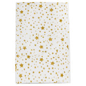Moderne witte en gouden hemelsterren medium cadeauzakje (Voorkant)