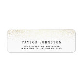 Moderne witte en goudglitter Confetti Etiket (Voorkant)