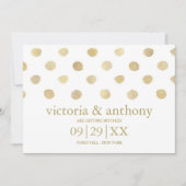 Moderne witte en goudkleurige pols besparen de dat save the date (Voorkant)