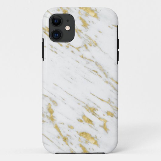 Moderne witte en goudmarmer Case-Mate iPhone case (Achterkant)