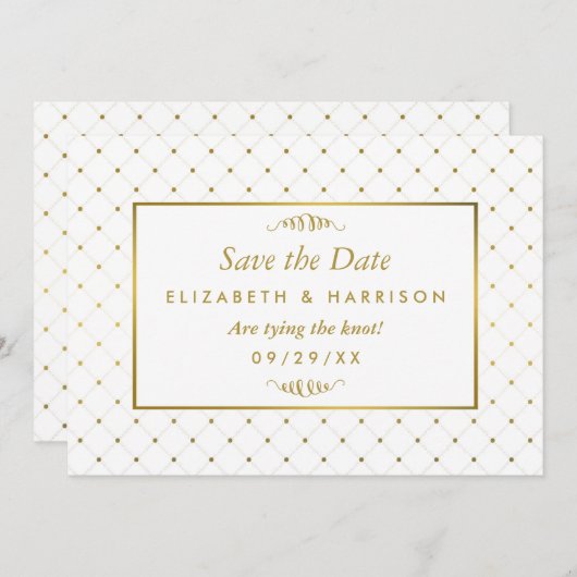 Moderne witte en goudolie-effect Bespaar de datum Save The Date (Voorkant / Achterkant)