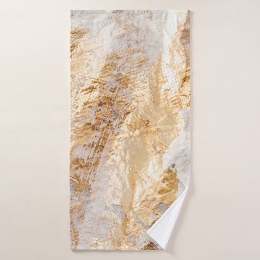 Moderne witte en goudpenseel gekleurde achtergrond badhanddoek (Badhanddoek)