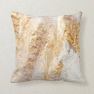 Moderne witte en goudpenseel gekleurde achtergrond kussen