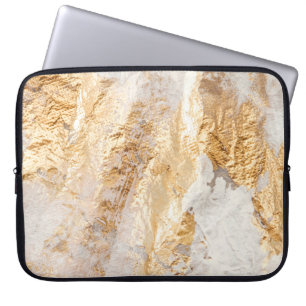Moderne witte en goudpenseel gekleurde achtergrond laptop sleeve