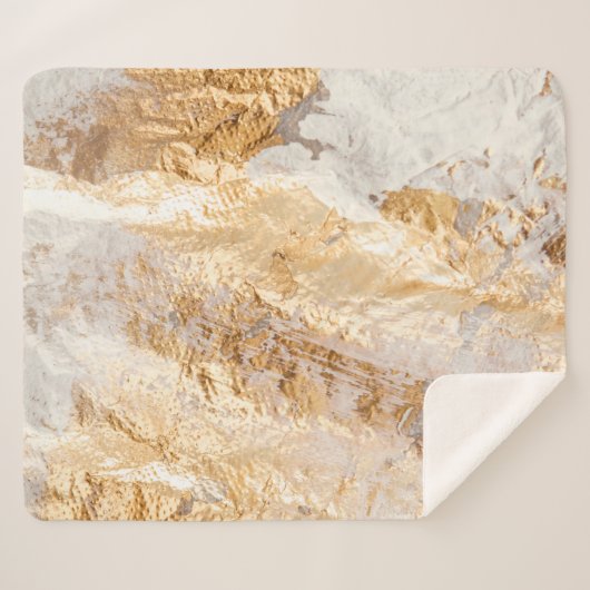 Moderne witte en goudpenseel gekleurde achtergrond sherpa deken (Voorkant (horizontaal))