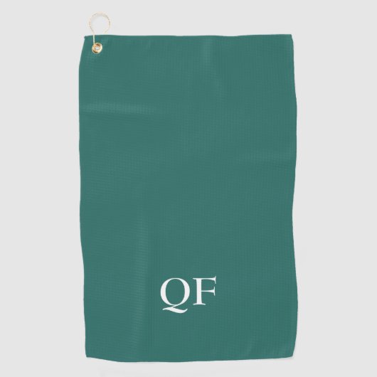 Moderne Witte en Groene Monogrammed Initialen Golfhanddoek (Voorkant)