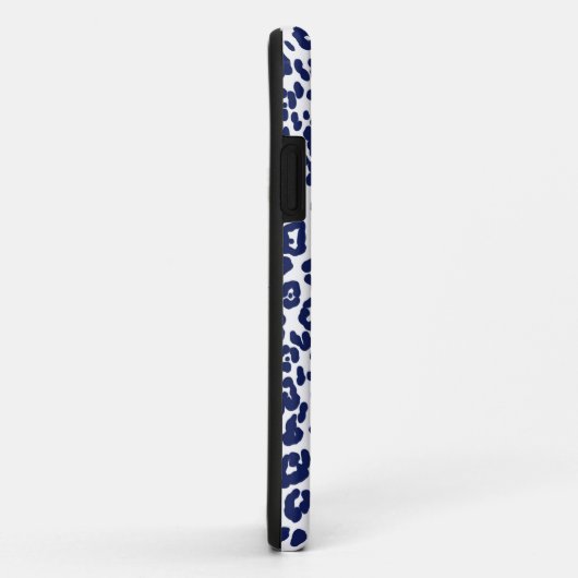 Moderne witte en marineblauwe luipaard Case-Mate iPhone case (Achterkant/rechts)