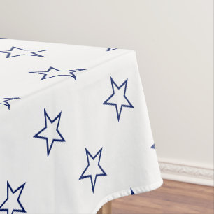 Moderne witte en marineschoolblauwe sterren maken tafelkleed