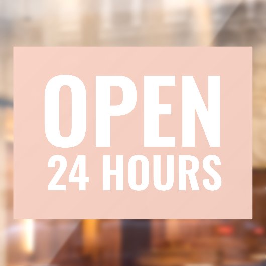 Moderne witte en roze Open 24 uur Raamfolie Raamsticker (Vel 2)