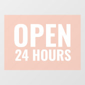 Moderne witte en roze Open 24 uur Raamfolie Raamsticker (Vel)