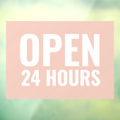 Moderne witte en roze Open 24 uur Raamfolie Raamsticker (Vel 3)