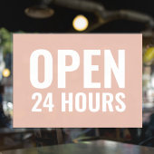 Moderne witte en roze Open 24 uur Raamfolie Raamsticker