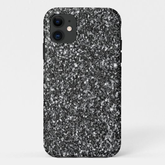 Moderne witte en zwarte glitter Case-Mate iPhone case (Achterkant)