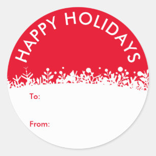 Moderne Witte Feestdagen Botanische Sneeuwvlok Cus Ronde Sticker