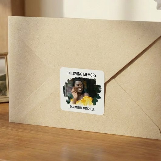 Moderne Witte Foto Uitvaart Vierkante Sticker