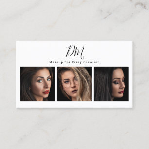 Moderne witte fotocollage trendy make-up artist visitekaartje