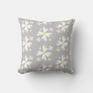 Moderne witte, gele en grijze bloempatroon met mad kussen