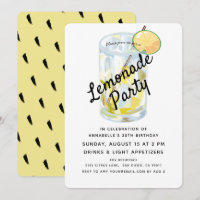 Moderne Witte & Gele Limonade Party Uitnodiging