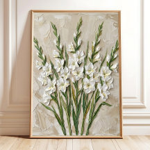 Moderne witte gladiolus-muurkunst canvasprint