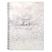 Moderne witte glitter scriptnaam notitieboek (Voorkant)
