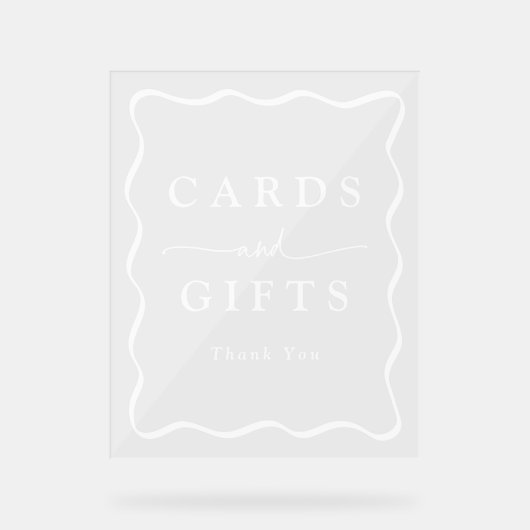 Moderne witte golvende Lijst trouwkaarten en gesch Acryl Bord (Voorkant)