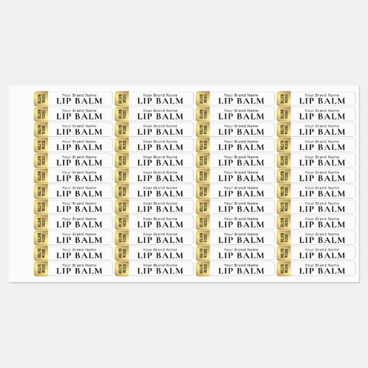 Moderne Witte & Gouden Lipstick Lippenbalsem Water Labels (Vel)