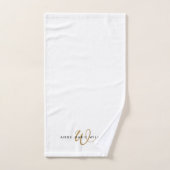 Moderne witte gouden script monogram bad handdoek (Handdoek)