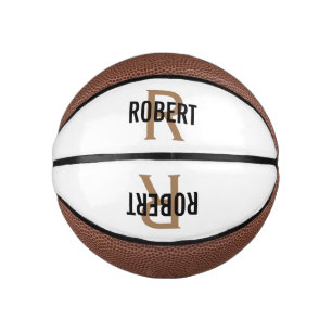 Moderne witte goudmonogram, basketbal