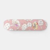 Moderne witte goudroze roze katus Floral Pattern Skateboard (Horizontaal)