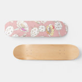 Moderne witte goudroze roze katus Floral Pattern Skateboard (Horizontaal)