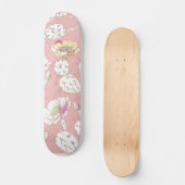 Moderne witte goudroze roze katus Floral Pattern Skateboard (Voorkant)