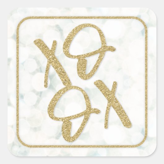 Moderne witte + goudXOXO Elke keer Vierkante Sticker (Voorkant)