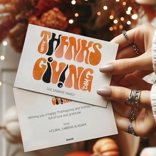 Moderne Witte Graffiti Thanksgiving Herfst Herfst Feestdagenkaart