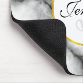 Moderne witte grijze marmer met Gold Ribbon Monogr Muismat (Hoek)