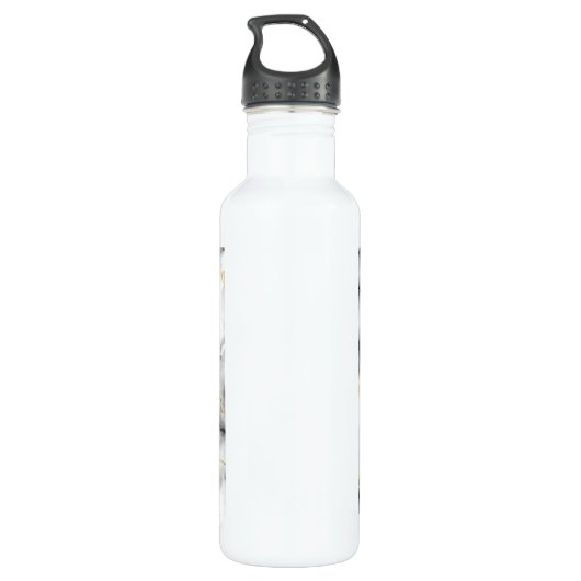 Moderne witte grijze marmer met Gold Ribbon Monogr Waterfles (Achterkant)